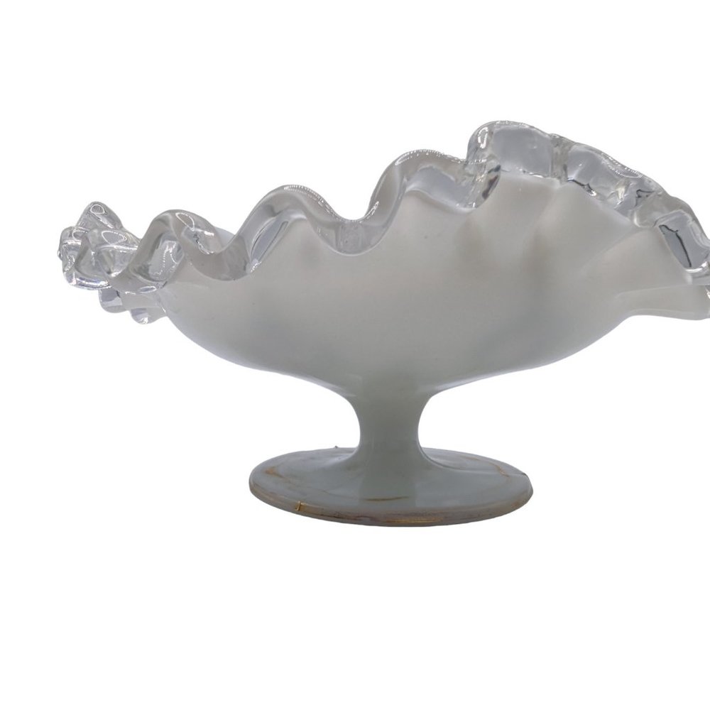 Fenton Silver Crest Charleton Rose Hand Painted Compote With Gold Trim - Picture 11 of 15